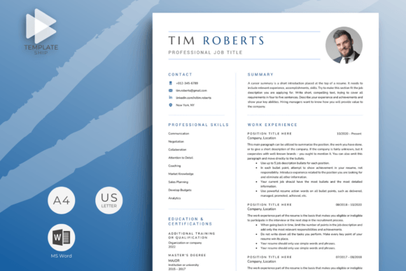 Download Resume Template with Photo for MS Word - Premium Resources